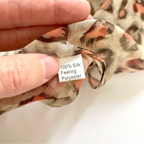 NWOT Orange & Tan Animal Print Lightweight Flowy Scarf - Picture 8 of 8